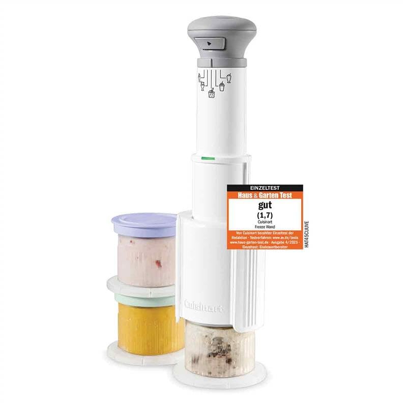 Cuisin Art FreezeWand – 5in1 Eismaschine für Eis, Sorbet, Shakes & Slush, 3 Becher, vegan, laktosefrei, proteinreich, 5 Min, kompakt & tragbar