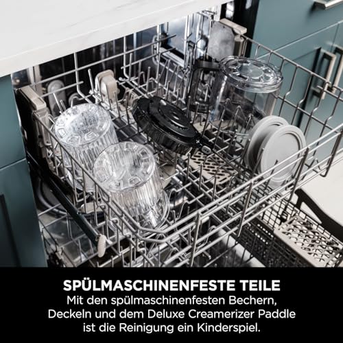 N i-nja CREAMi Deluxe NC501EU – Eis- & Getränkemaschine, 10 Funktionen, 3 Becher, Eiscreme, Gelato, Sorbet, Shakes, Slushies, 2-in-1 Geschmack, Silber