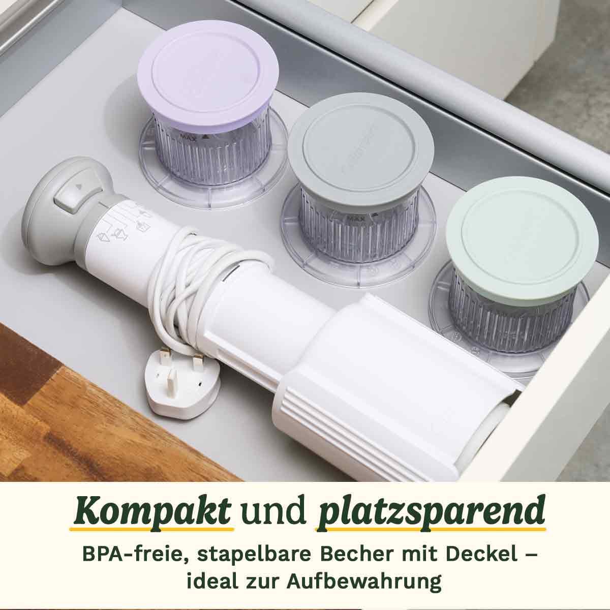 Cuisin Art FreezeWand – 5in1 Eismaschine für Eis, Sorbet, Shakes & Slush, 3 Becher, vegan, laktosefrei, proteinreich, 5 Min, kompakt & tragbar