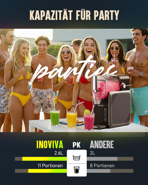 INOV IVA 2,6L Slush-Maschine – kein Eis nötig, 5 Modi für Slushies, Milchshakes, Frappés & Cocktails, Selbstreinigung, für Zuhause (aktualisiert)