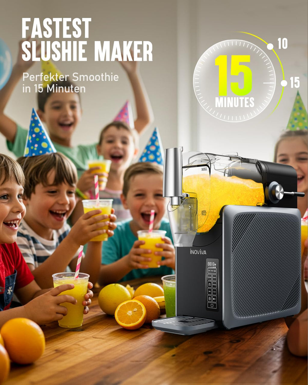 INOV IVA 2,6L Slush-Maschine – kein Eis nötig, 5 Modi für Slushies, Milchshakes, Frappés & Cocktails, Selbstreinigung, für Zuhause (aktualisiert)