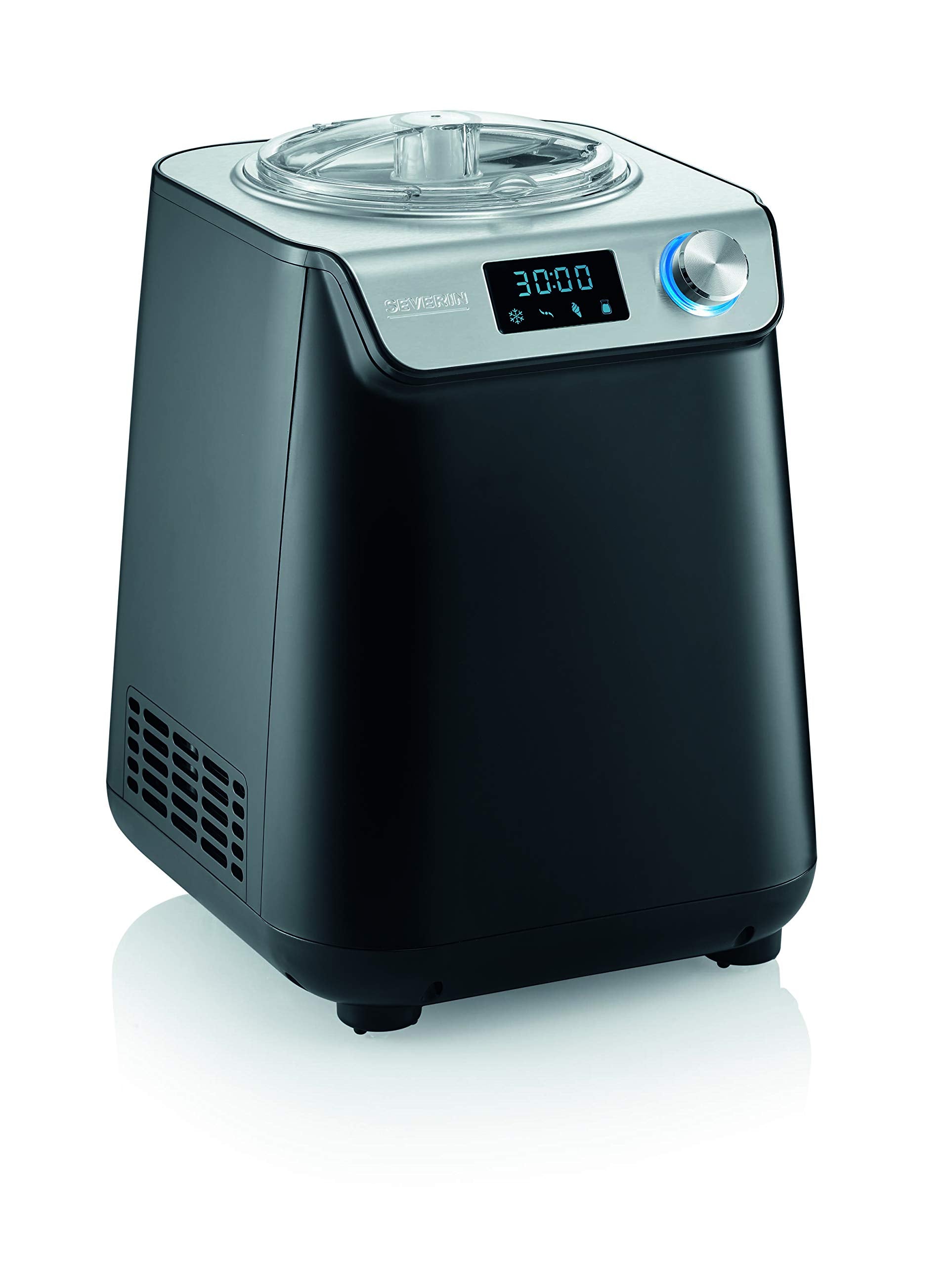S-E VERIN EZ 7407 – kompakte 2-in-1 Eismaschine & Joghurtbereiter mit Kompressor, Slim-Design, platzsparend, Eis- & Joghurtmaschine