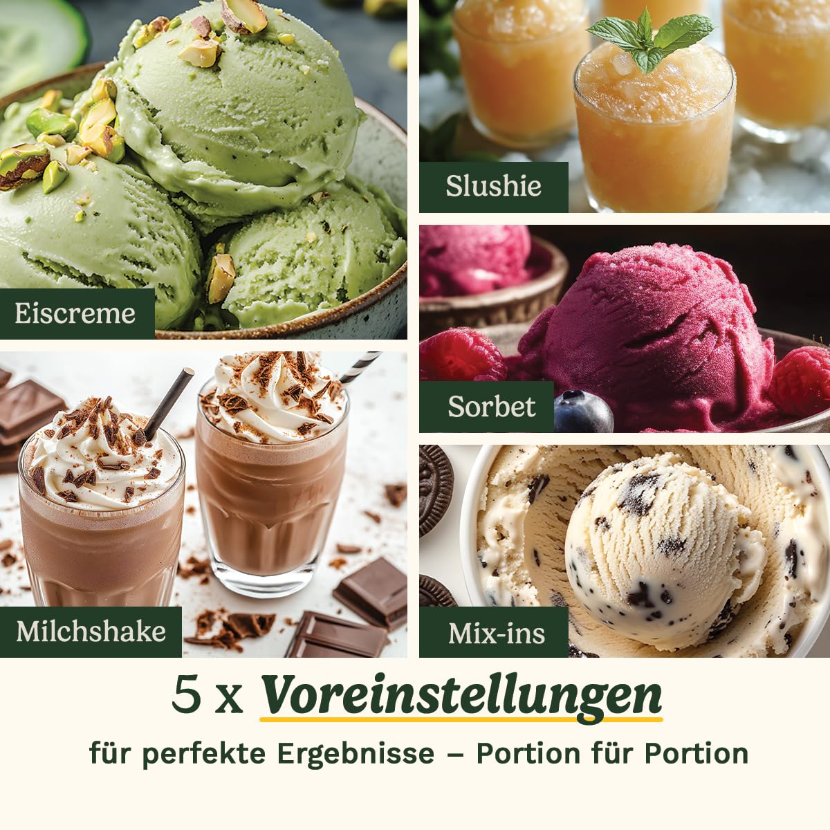 Cuisin Art FreezeWand – 5in1 Eismaschine für Eis, Sorbet, Shakes & Slush, 3 Becher, vegan, laktosefrei, proteinreich, 5 Min, kompakt & tragbar