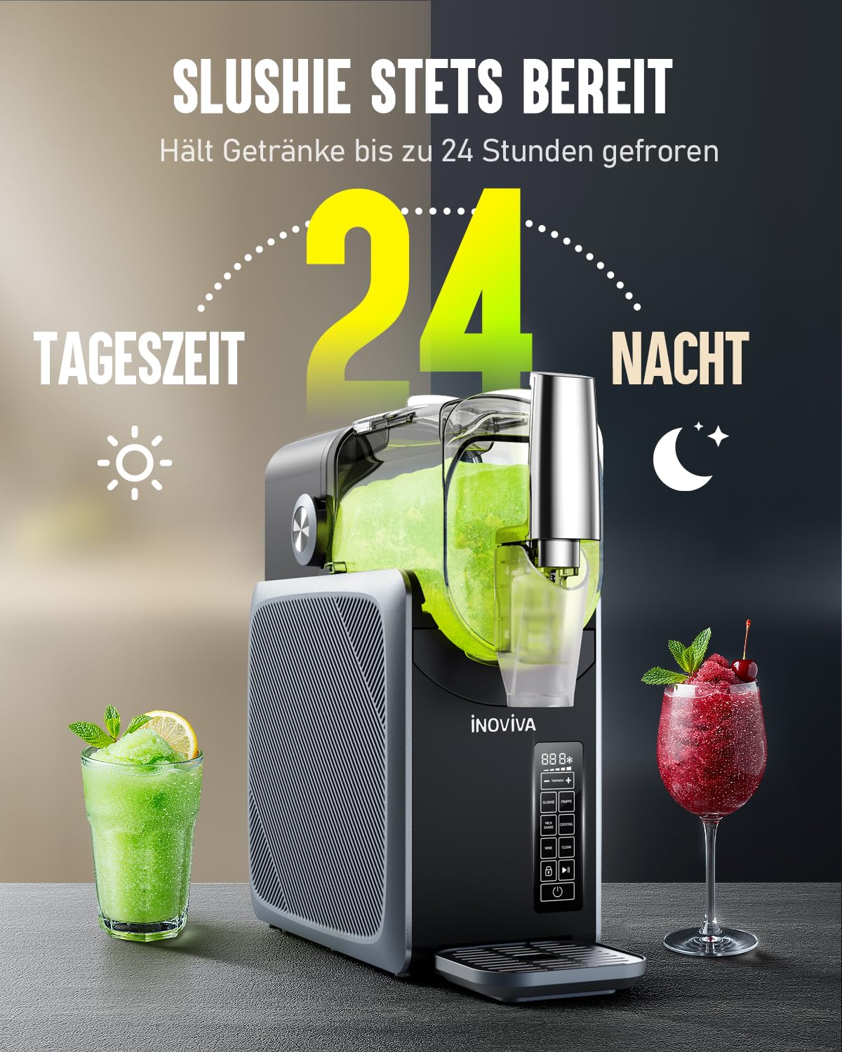 INOV IVA 2,6L Slush-Maschine – kein Eis nötig, 5 Modi für Slushies, Milchshakes, Frappés & Cocktails, Selbstreinigung, für Zuhause (aktualisiert)
