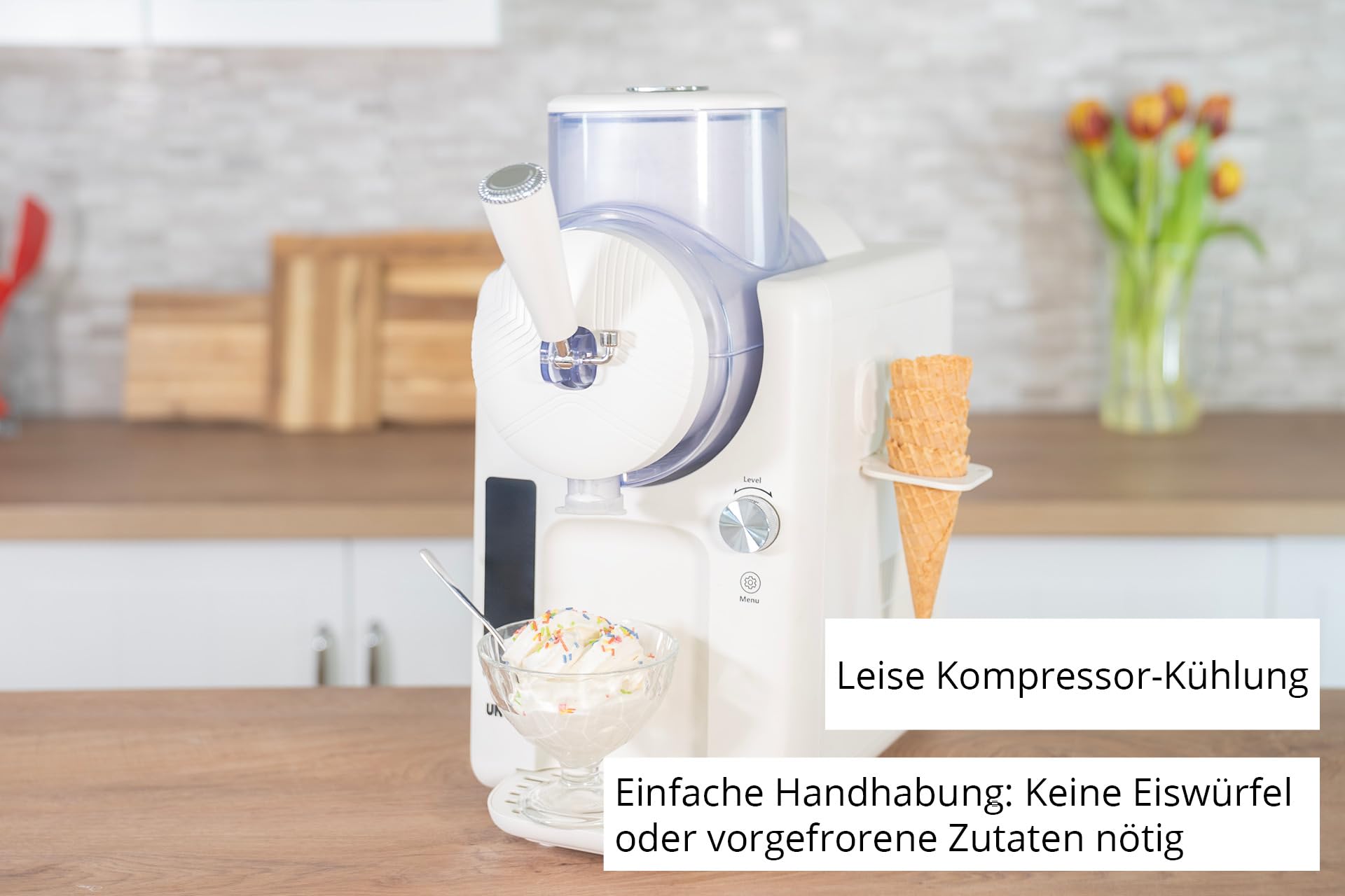 U Nold 48950 Softeis- & Slushmaschine „Sofie“ – 5 Programme, 2 L, Kompressor, Slushies, Softeis, Cocktails & Shakes