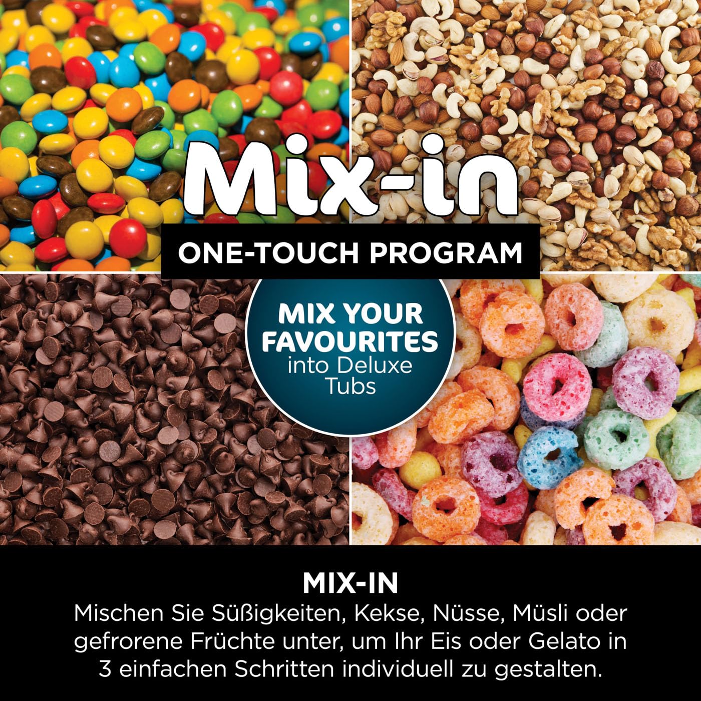 N i-nja CREAMi Deluxe NC501EU – Eis- & Getränkemaschine, 10 Funktionen, 3 Becher, Eiscreme, Gelato, Sorbet, Shakes, Slushies, 2-in-1 Geschmack, Silber